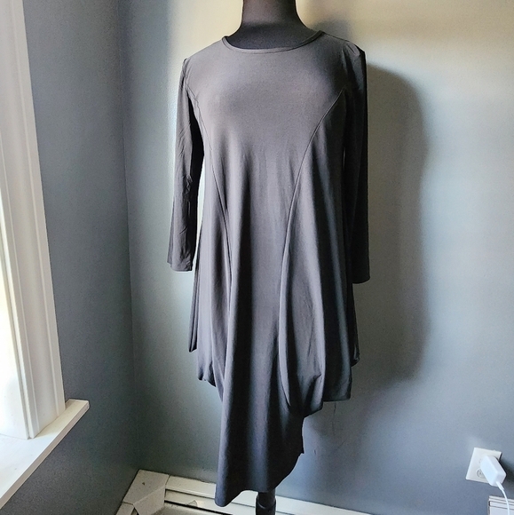 *NWT* Nina Leonard Black Drape Trapeze Dress - Picture 1 of 5